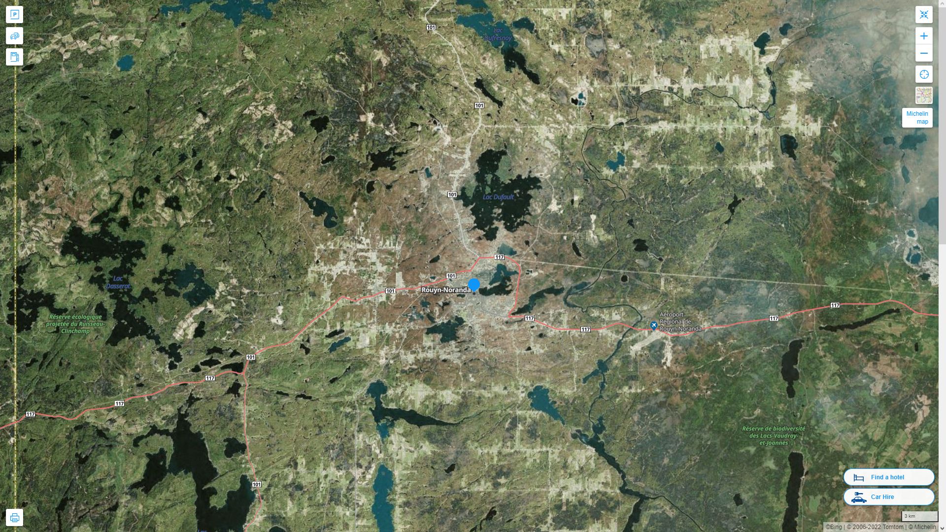 Rouyn Noranda Highway and Road Map with Satellite View